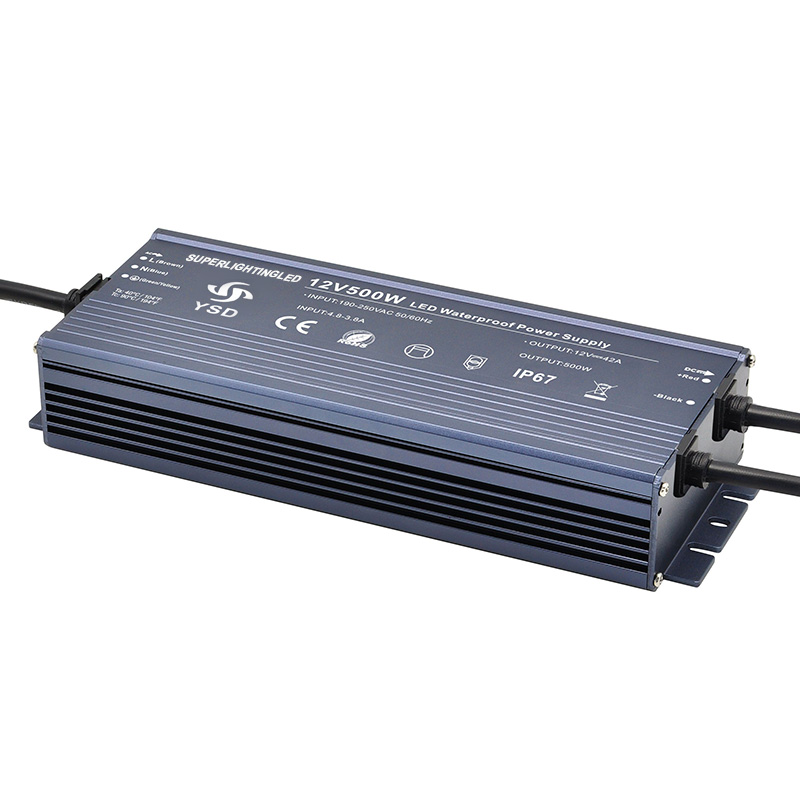 AC220V 500W41.6A DC12V Ultra Slim Constant Voltage Outdoor Waterproof IP67 LED Power Supply For Outdoor Waterproof LED Lights